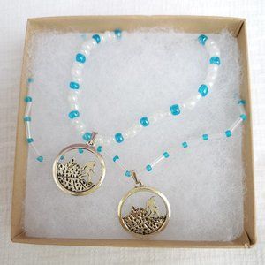 Sasquatch Yeti Beaded Charm Necklace & Bracelet gift set